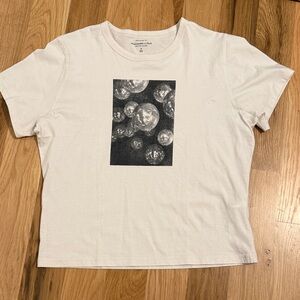 Abercrombie & Fitch Cream Tee with Bubble Graphic